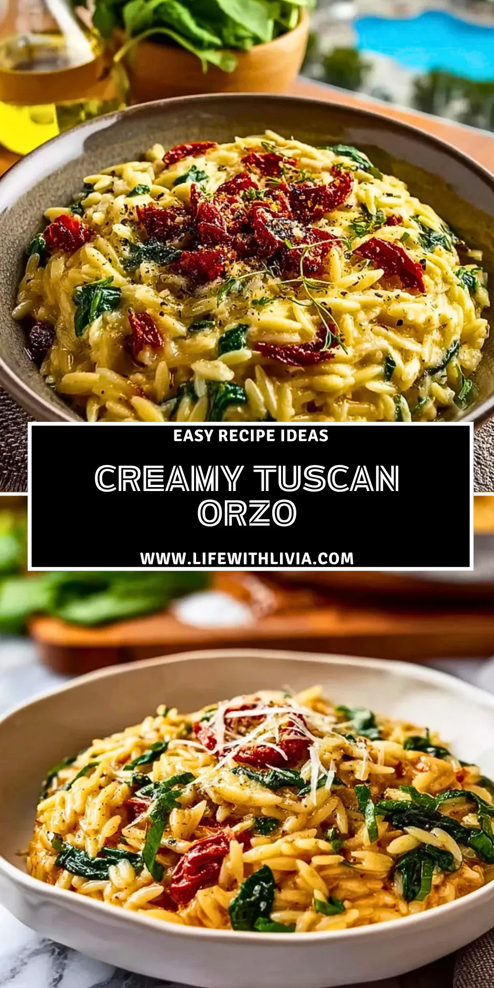 Creamy Tuscan Orzo- Pin 1