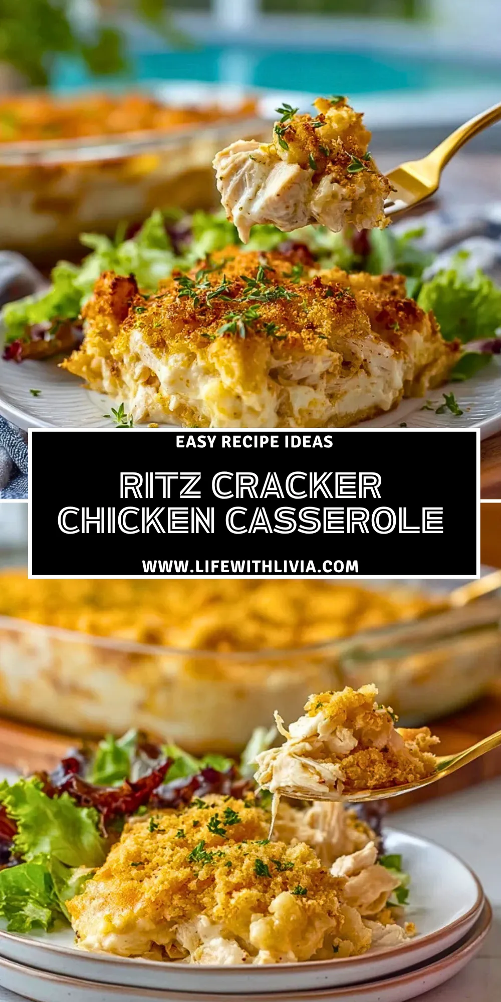 Ritz Cracker Chicken Casserole- Pin 1