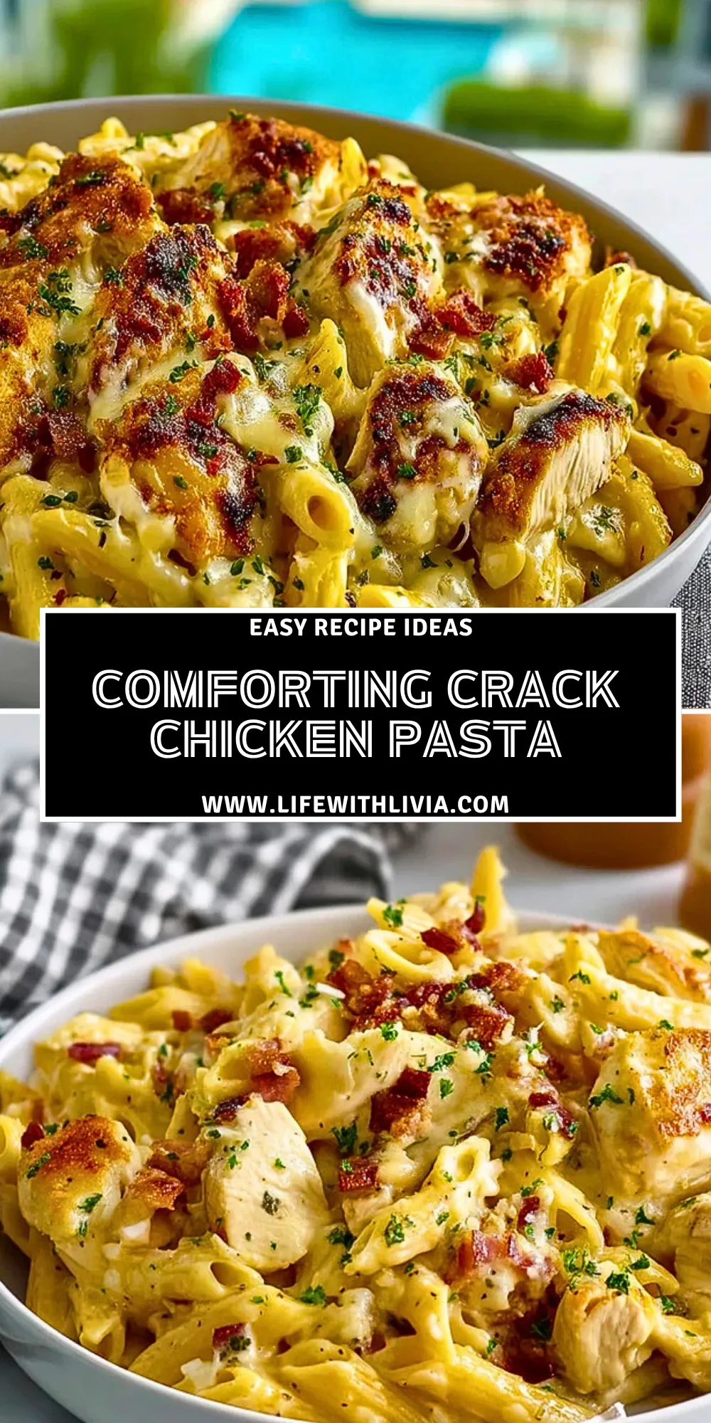 Comforting Crack Chicken Pasta- Pin 1