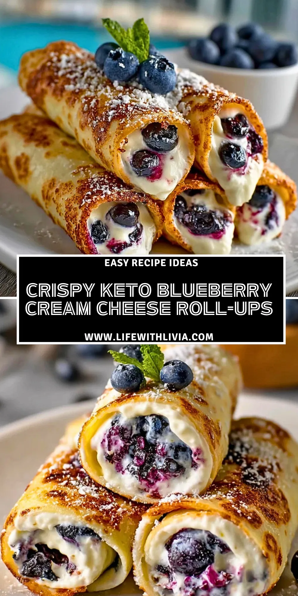 Crispy Keto Blueberry Cream Cheese Roll-Ups - Pin 1