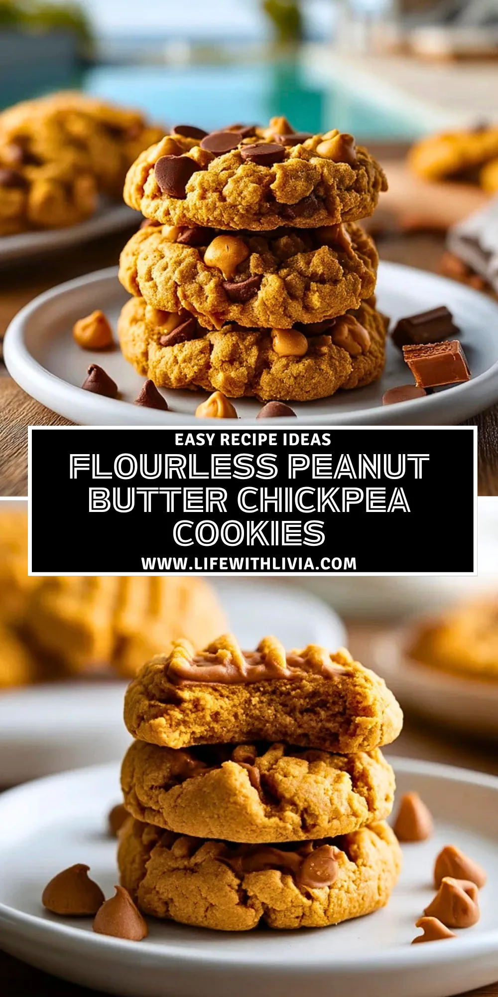 Flourless Peanut Butter Chickpea Cookies - Pin 1