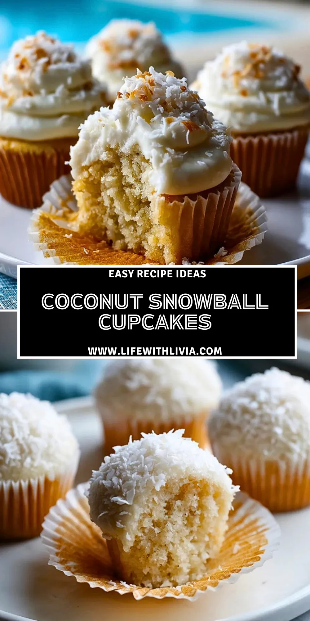 Coconut Snowball Cupcakes- Pin 1