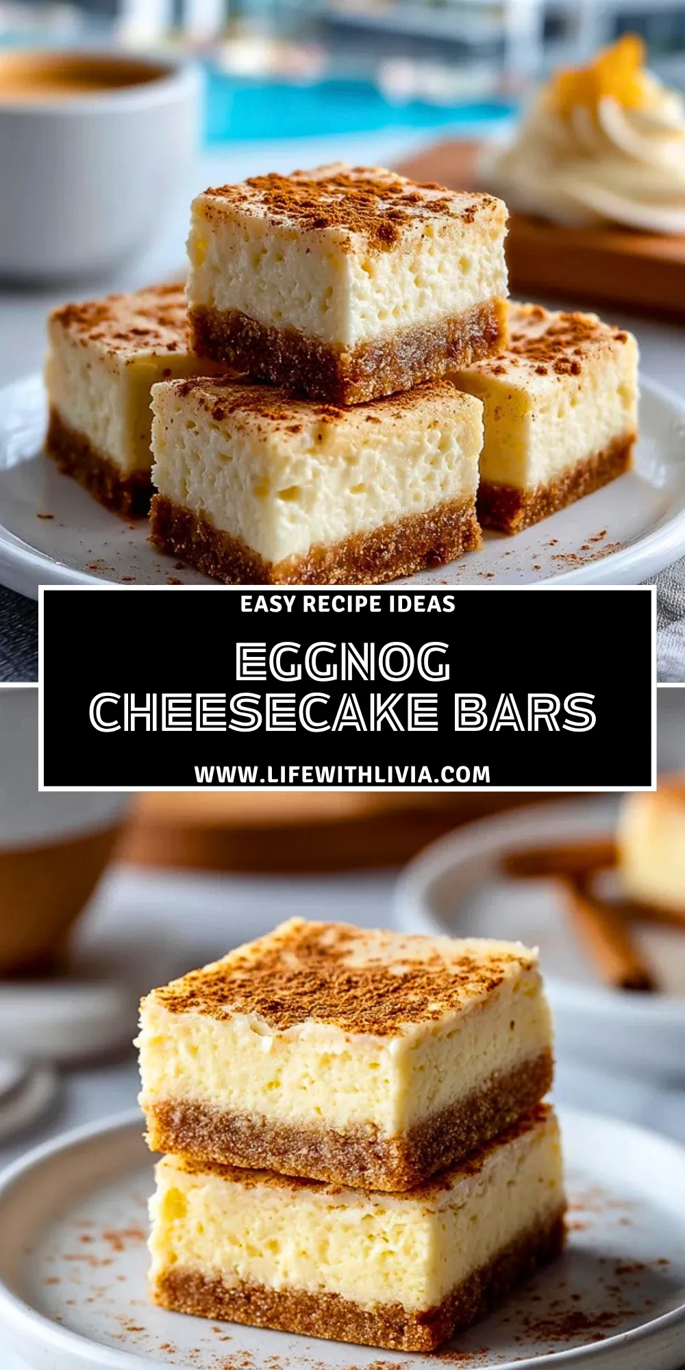 Eggnog Cheesecake Bars- Pin 1