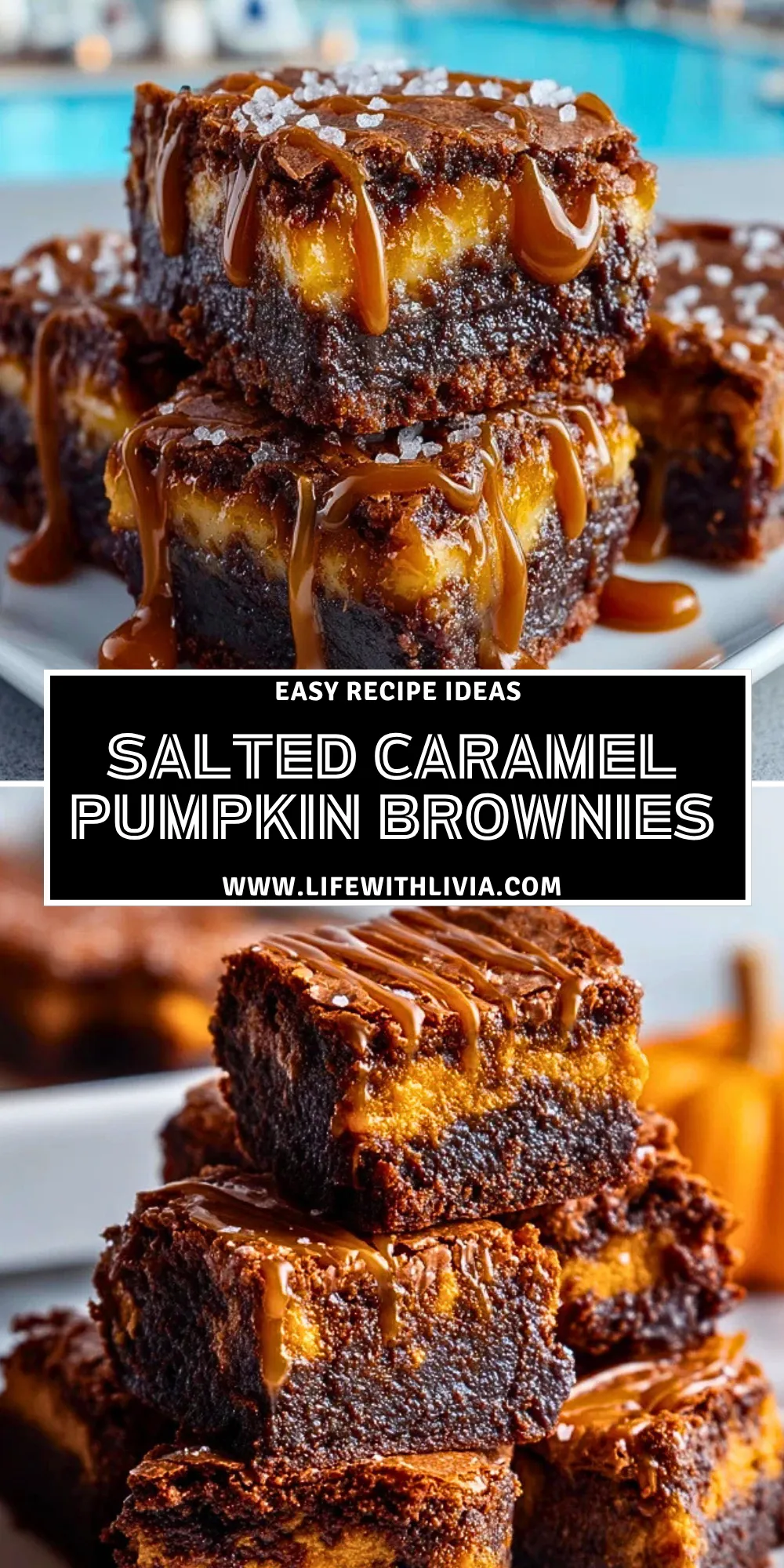 Salted Caramel Pumpkin Brownies - Pin 1