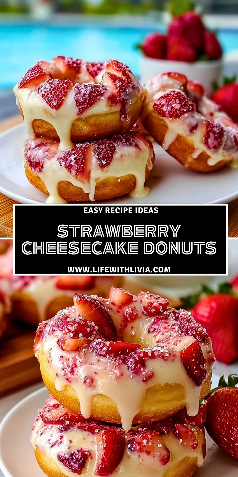 Strawberry Cheesecake Donuts - Pin 1