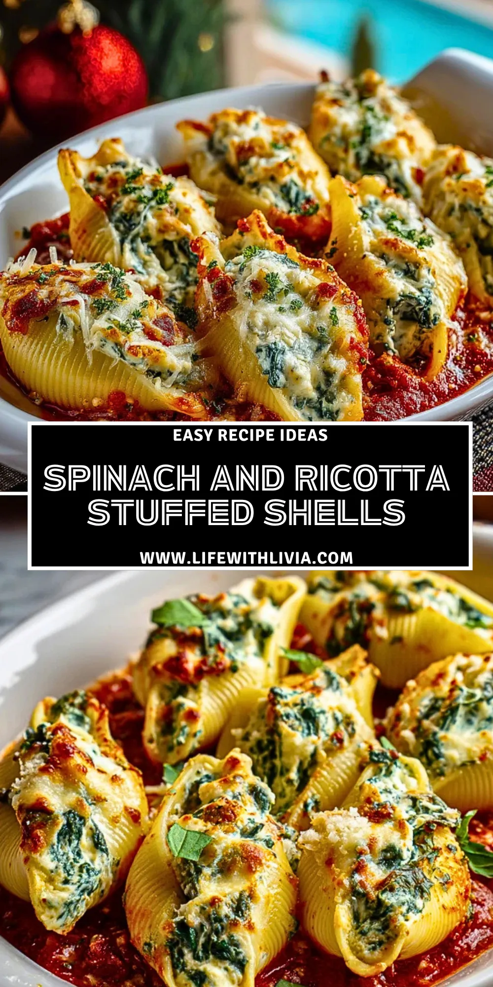 Spinach and Ricotta Stuffed Shells - Pin 1