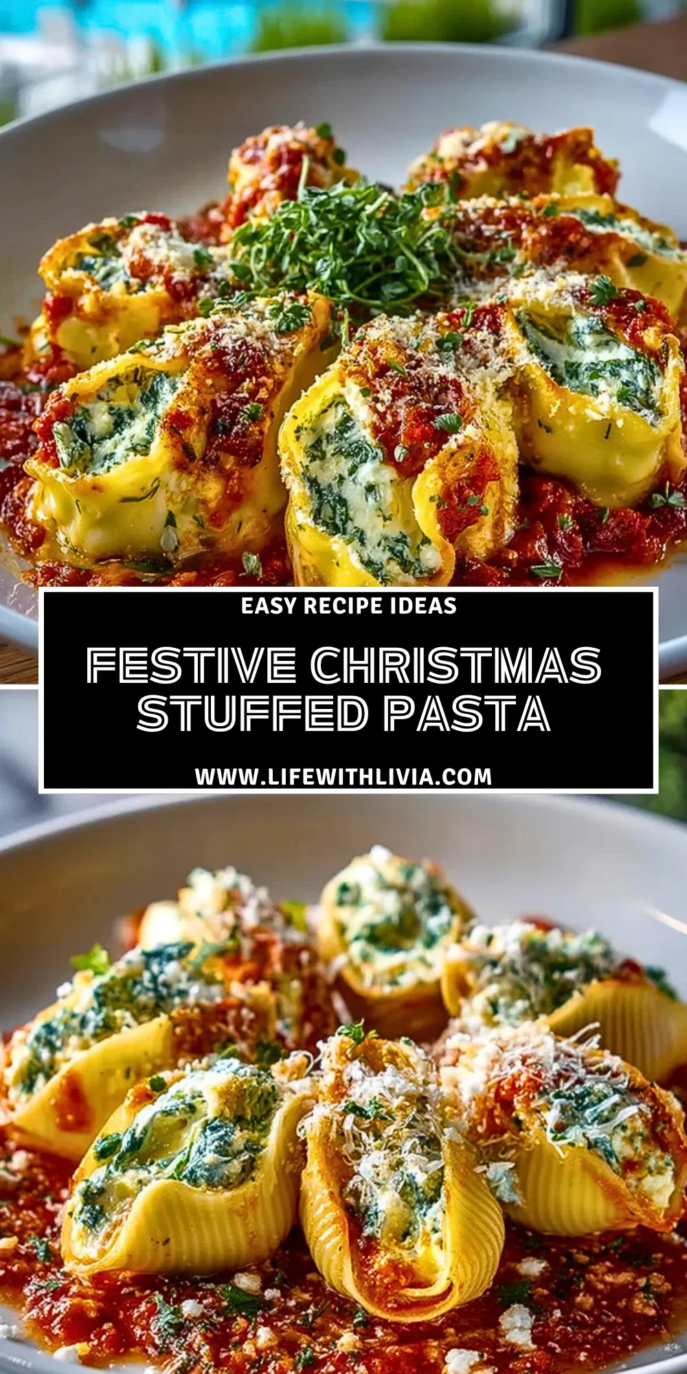 Festive Christmas Stuffed Pasta - Pin 1