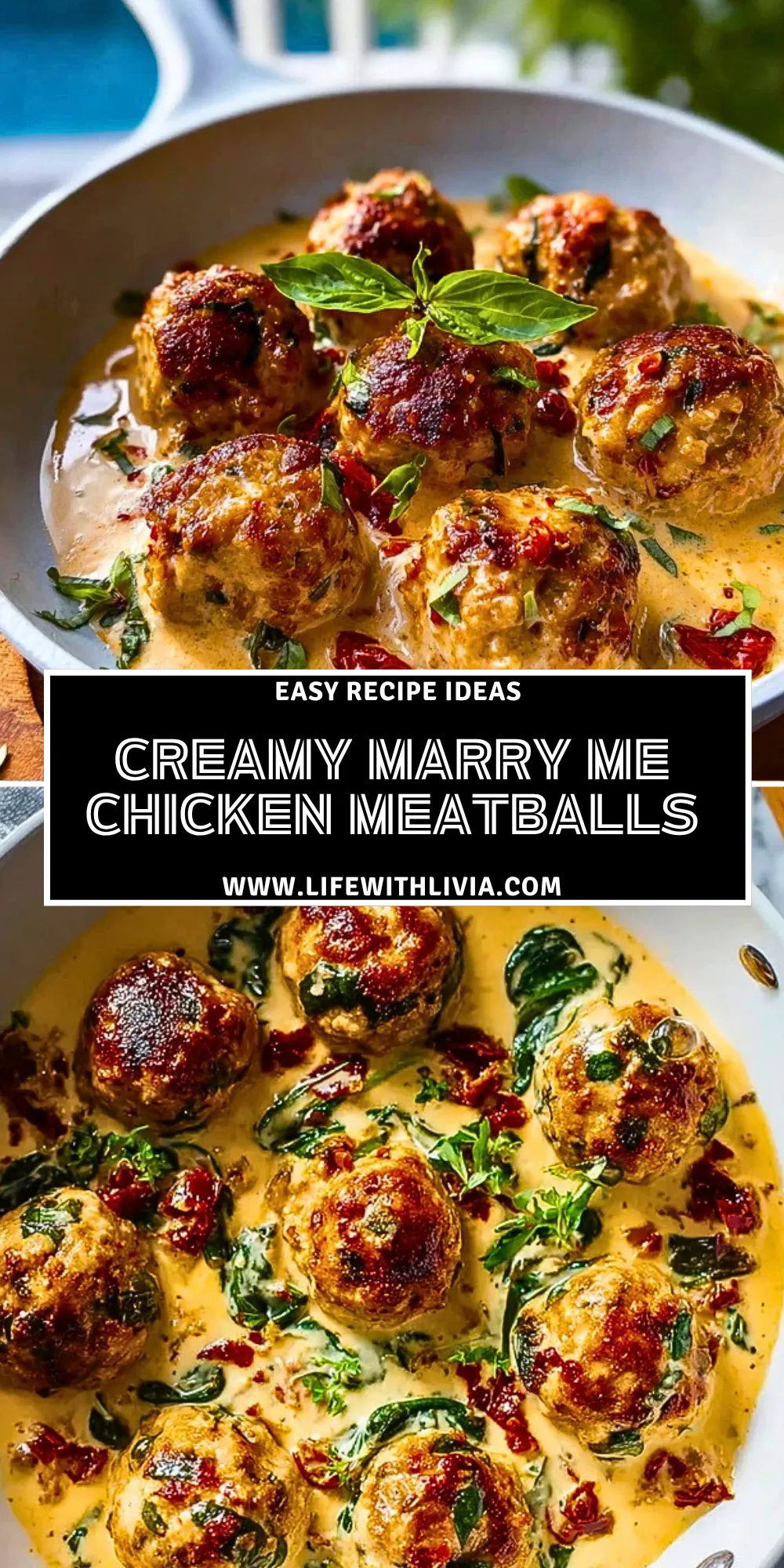 Creamy Marry Me Chicken Meatballs - Pin 1