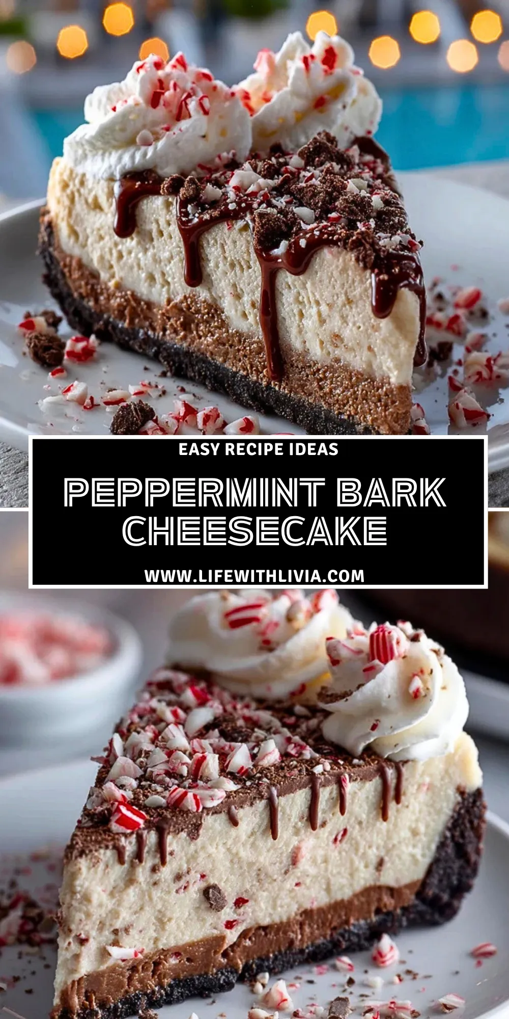 Peppermint Bark Cheesecake - Pin 1