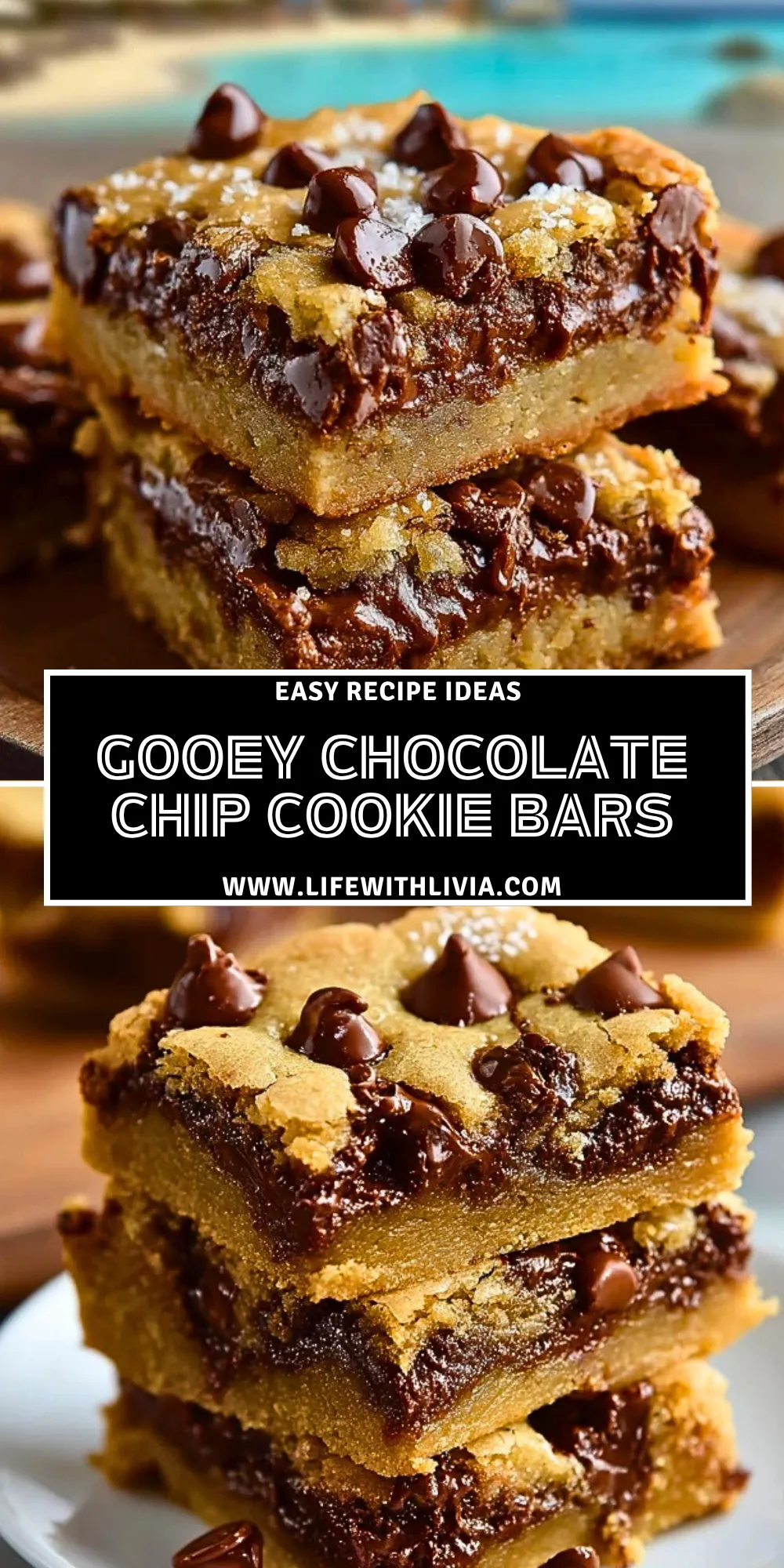 Gooey Chocolate Chip Cookie Bars - Pin 1