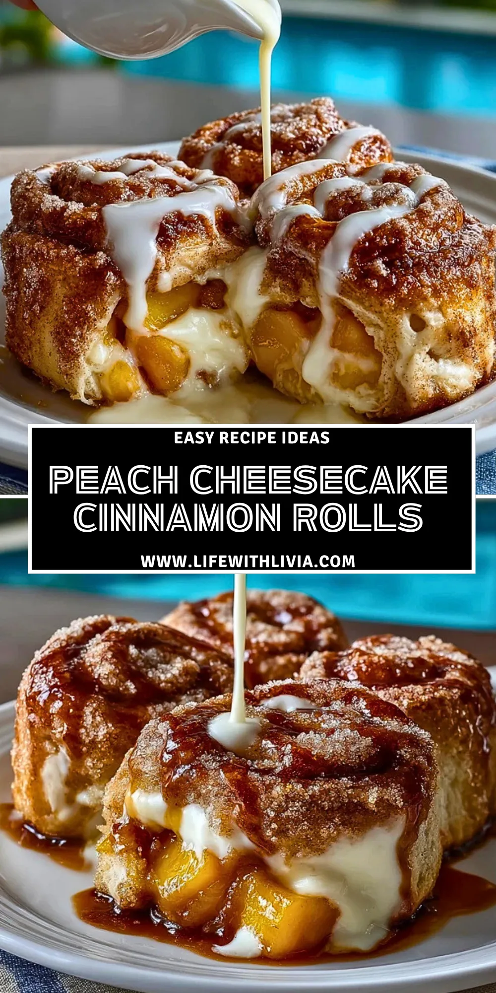 Peach Cheesecake Cinnamon Rolls - Pin 1
