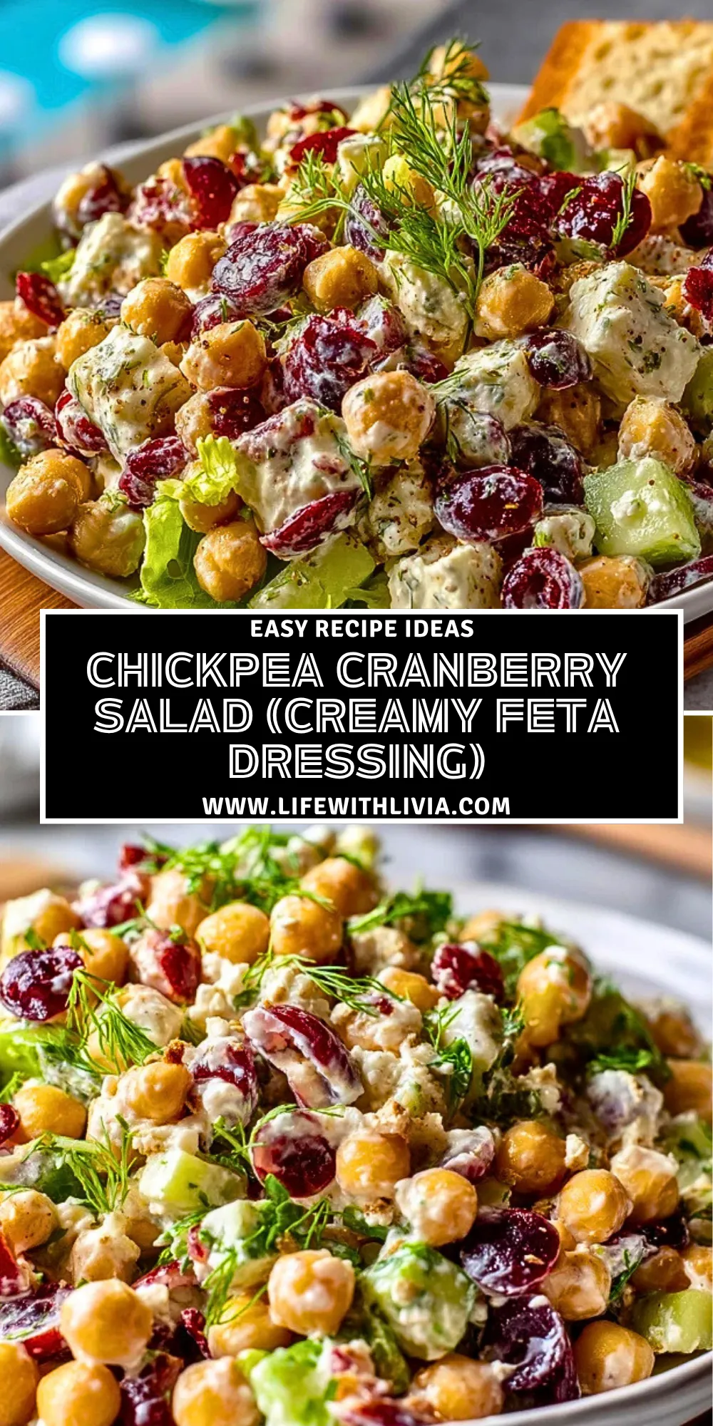 Chickpea Cranberry Salad (Creamy Feta Dressing) - Pin 1