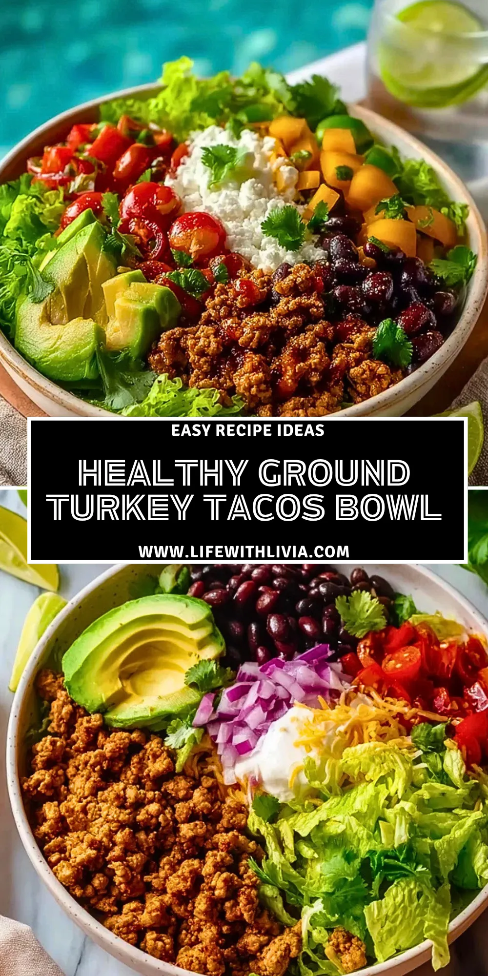 Healthy Ground Turkey Tacos Bowl - Pin 1