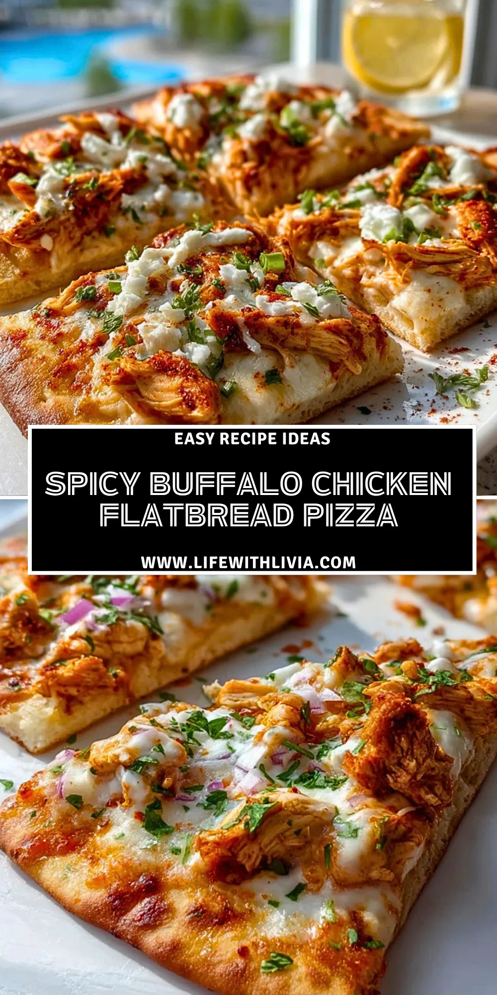 Spicy Buffalo Chicken Flatbread Pizza - Pin 1