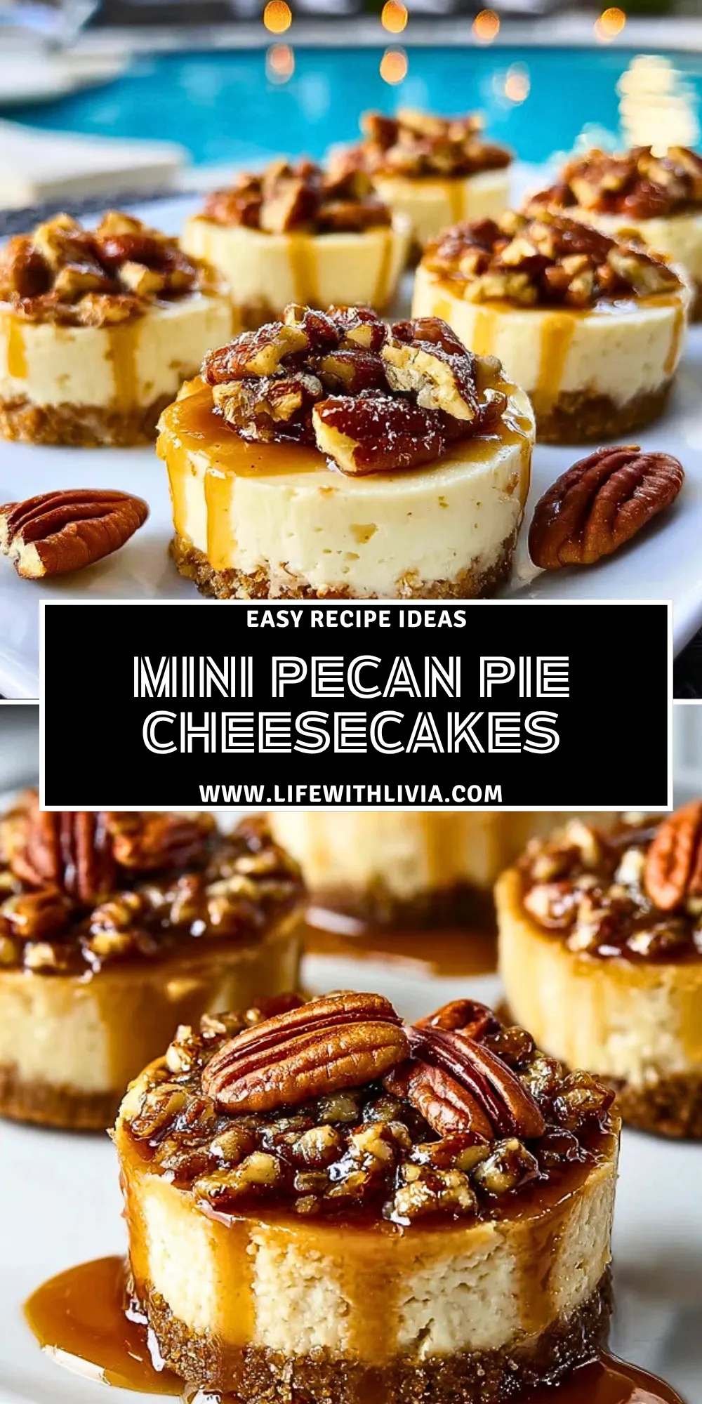 Mini Pecan Pie Cheesecakes - Pin 1