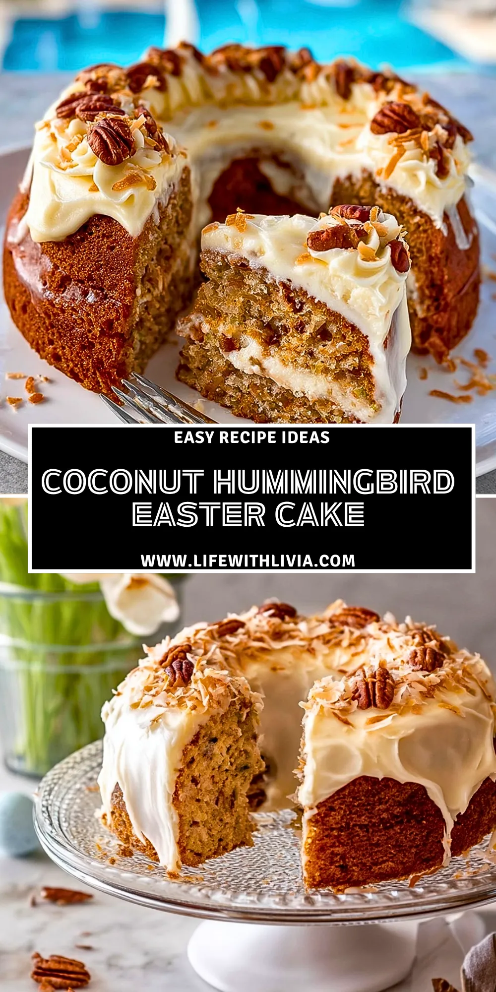 Coconut Hummingbird Easter Cake - Pin 1