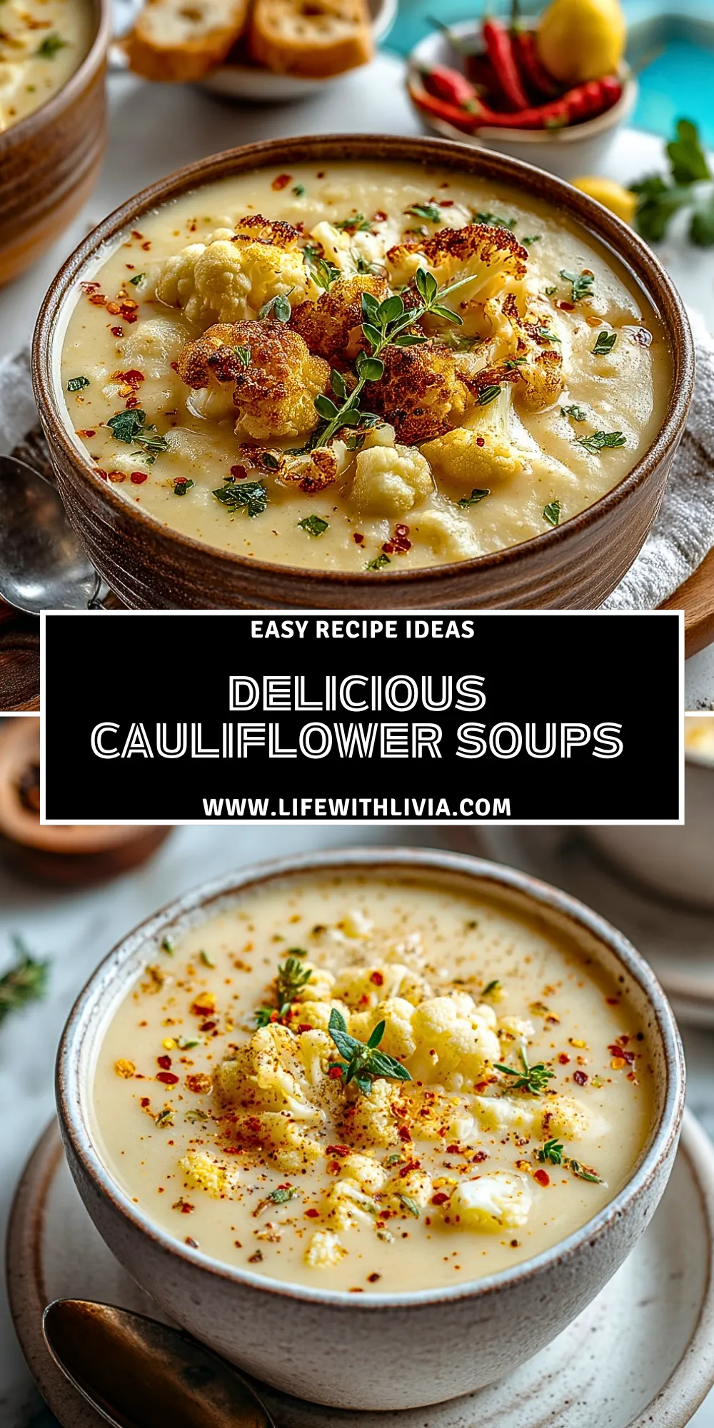 Delicious Cauliflower Soups - Pin 1