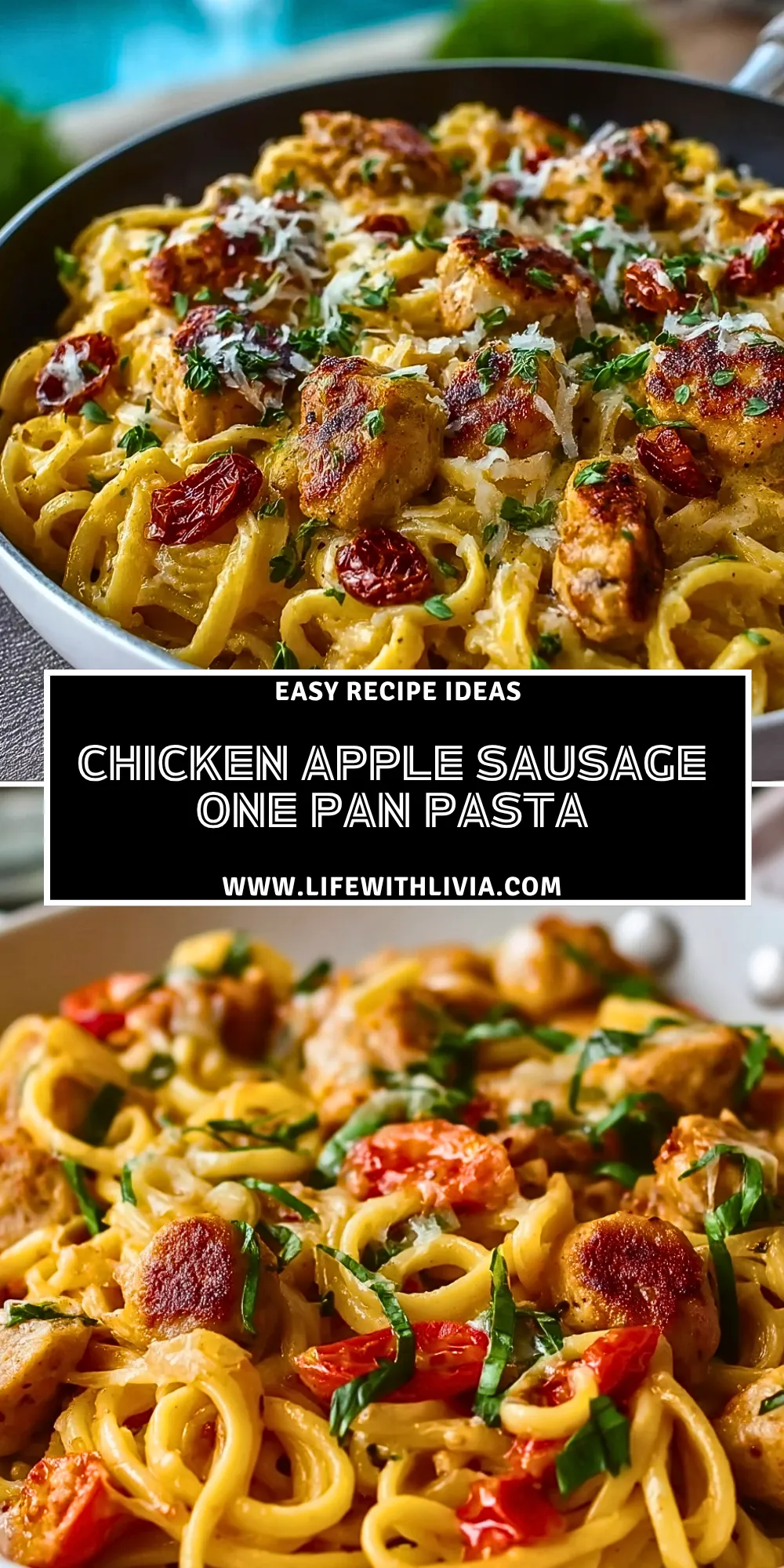 Chicken Apple Sausage One Pan Pasta - Pin 1