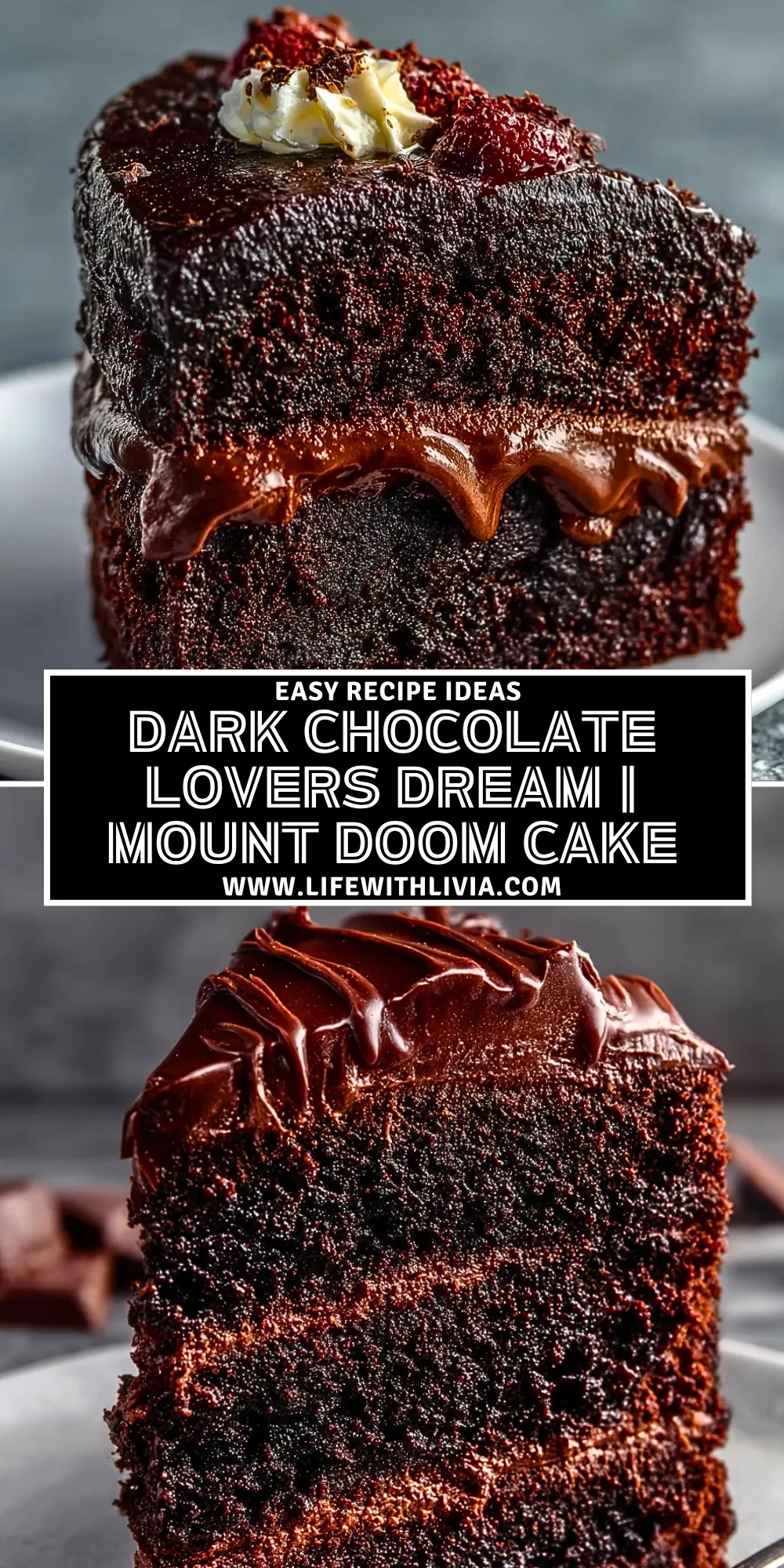Dark Chocolate Lovers Dream Mount Doom Cake - Pin 1