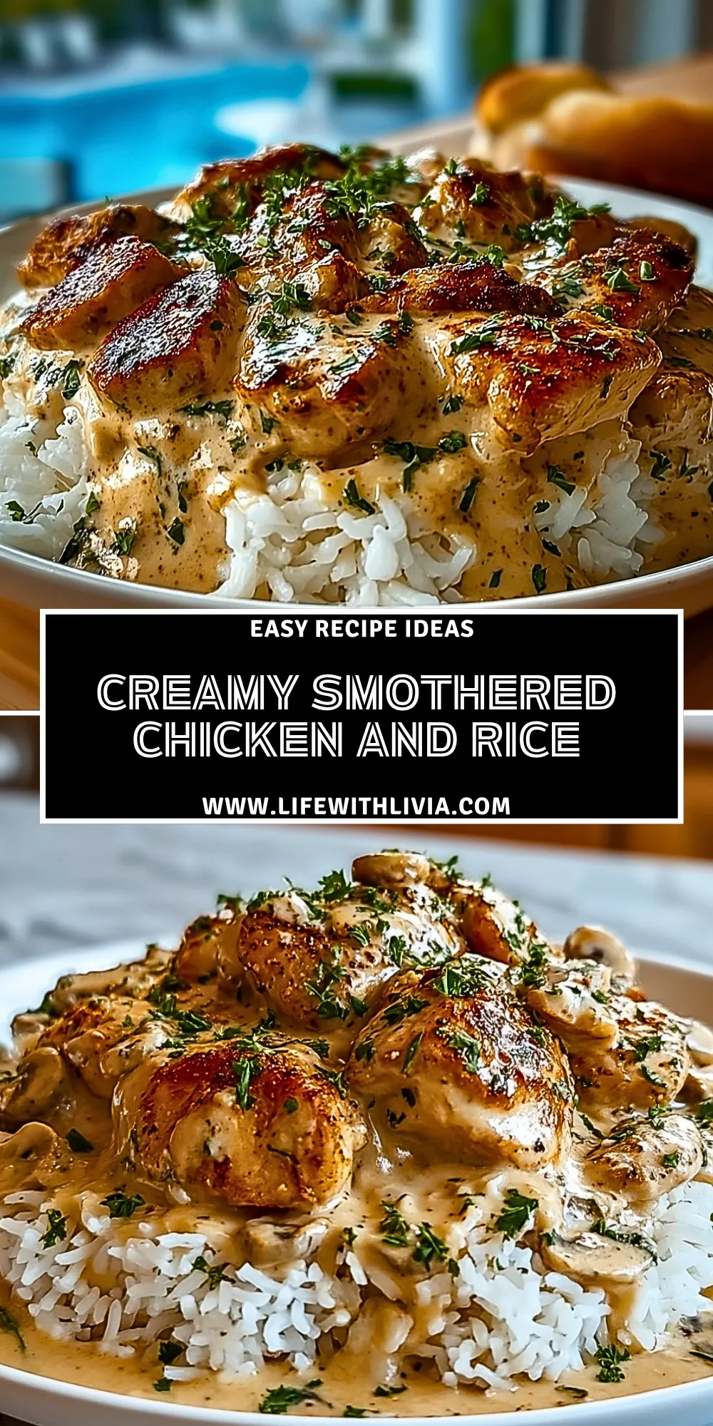 Creamy Smothered Chicken and Rice- Pin 1 (1)