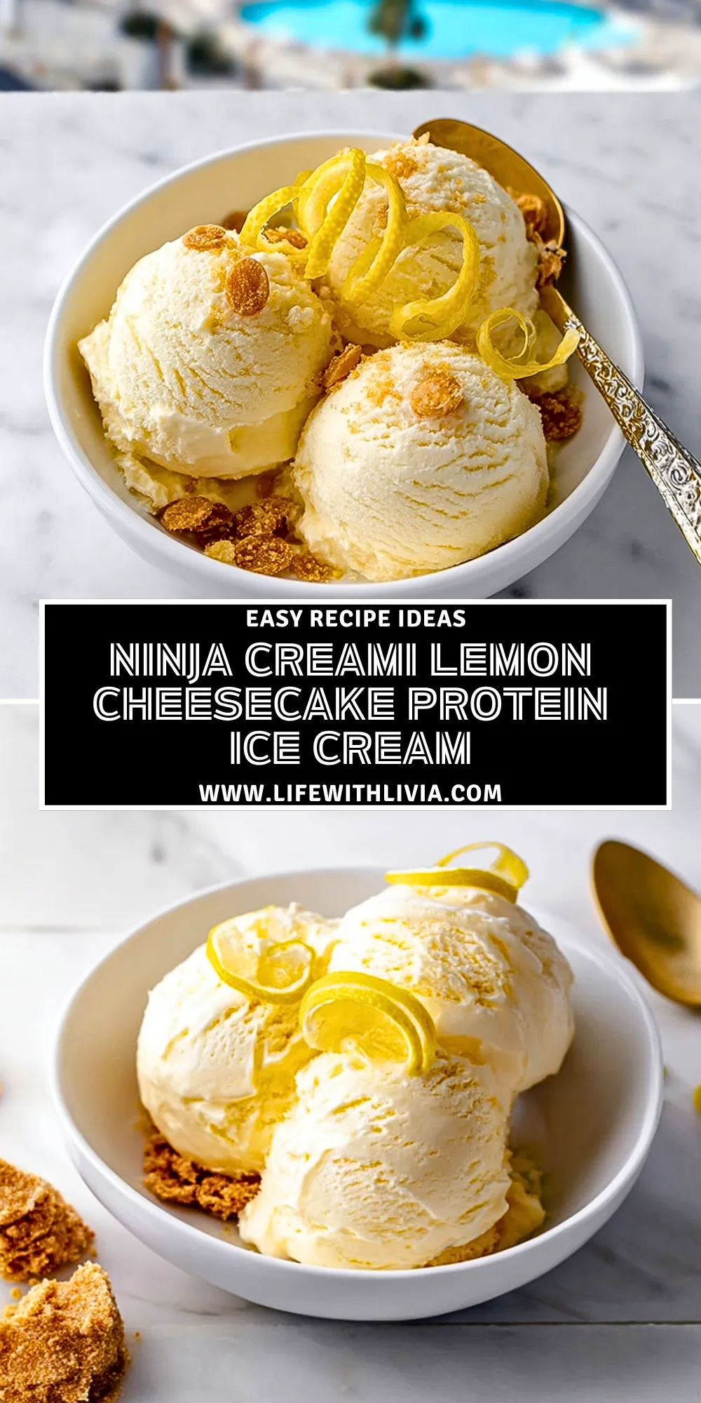 Ninja Creami Lemon Cheesecake Protein Ice Cream- Pin 1