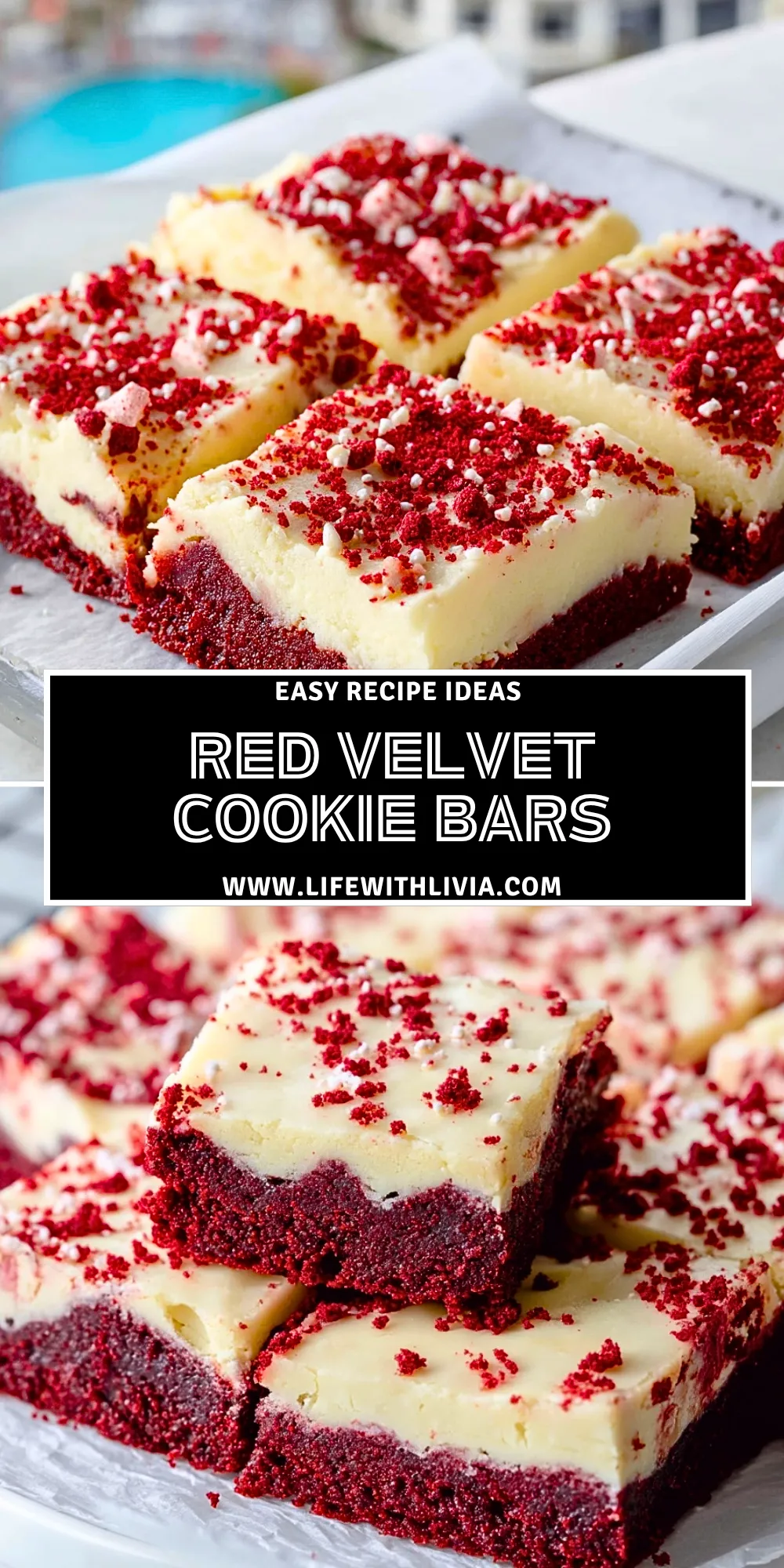 Red Velvet Cookie Bars - Pin 1