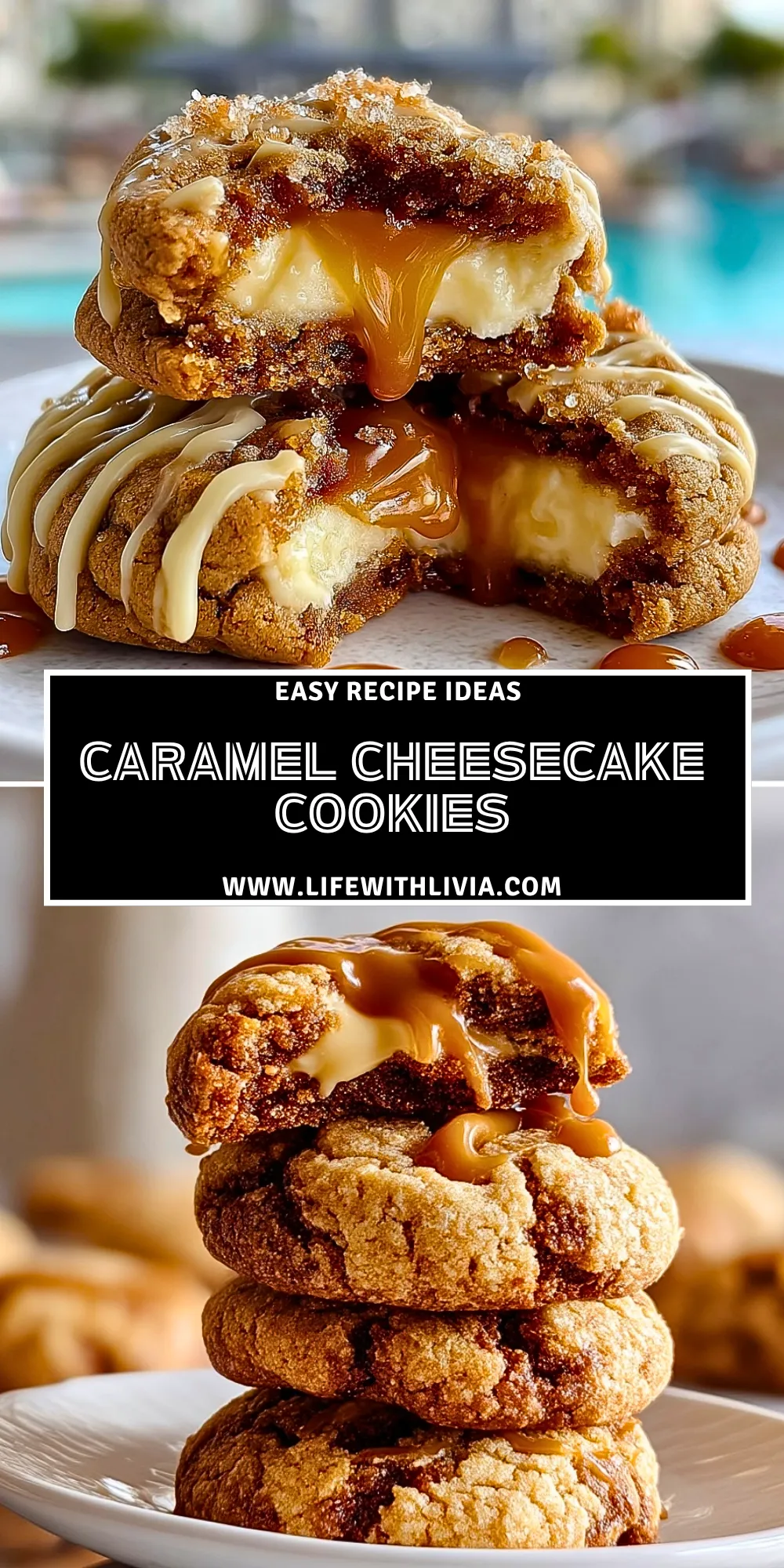 Caramel Cheesecake Cookies - Pin 1