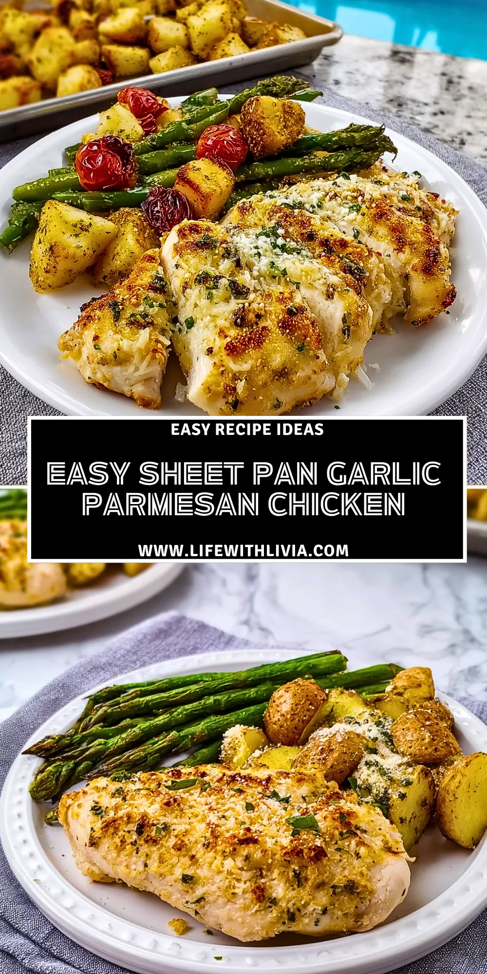 Easy Sheet Pan Garlic Parmesan Chicken - Pin 1