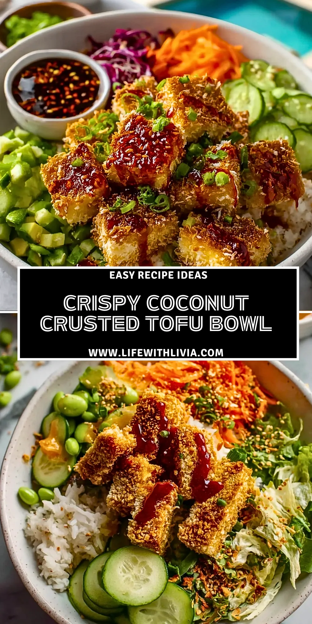 Crispy Coconut Crusted Tofu Bowl - Pin 1