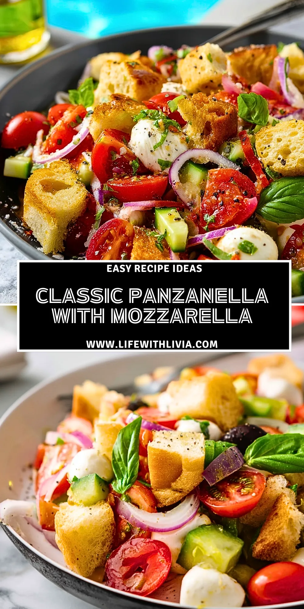Classic Panzanella with Mozzarella- Pin 1