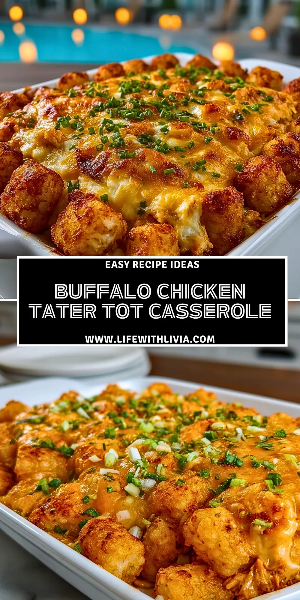 Buffalo Chicken Tater Tot Casserole- Pin 1