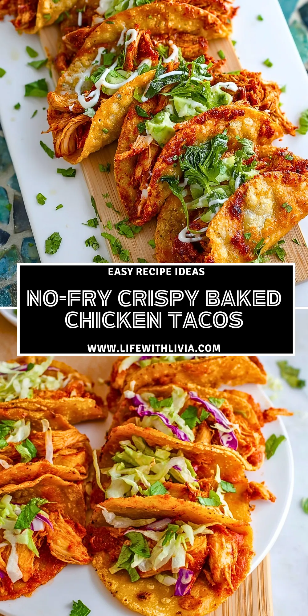 No-Fry Crispy Baked Chicken Tacos - Pin 1