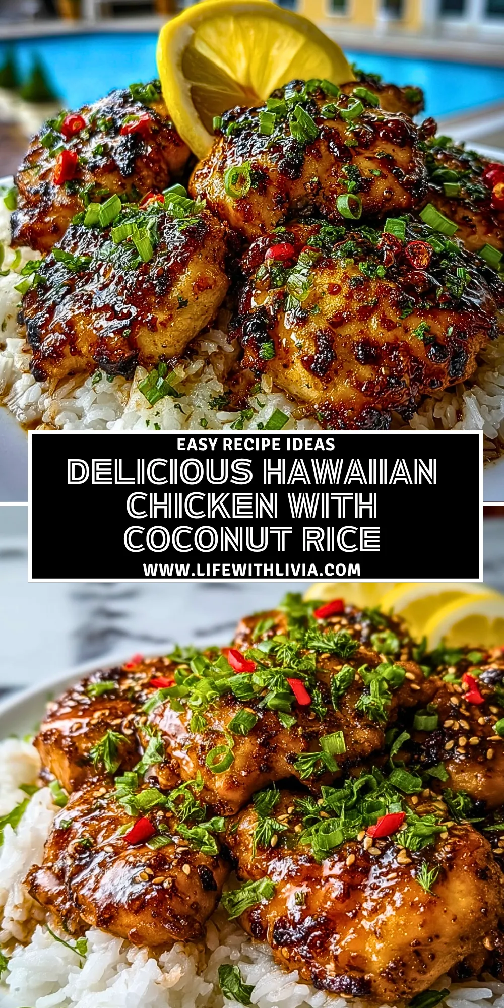 Delicious Hawaiian Chicken with Coconut Rice - Pin 1