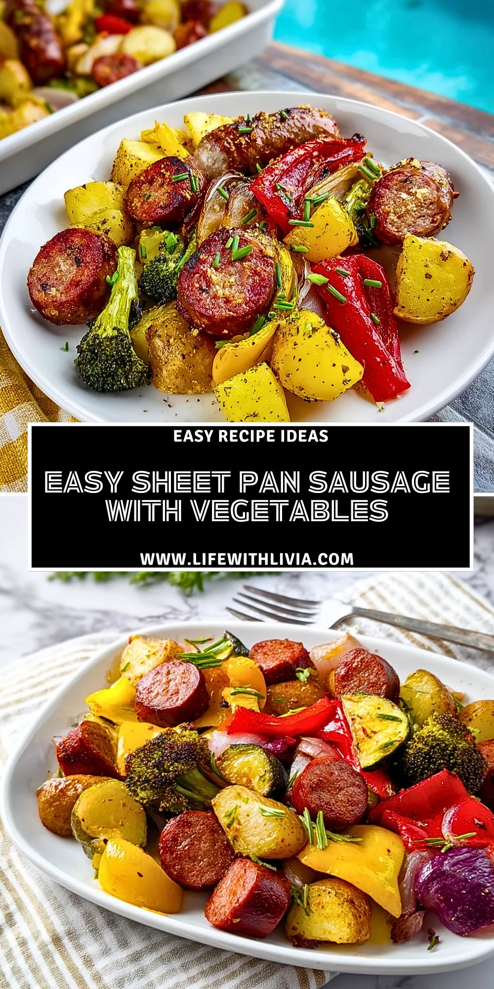 Easy Sheet Pan Sausage with Vegetables - Pin 1