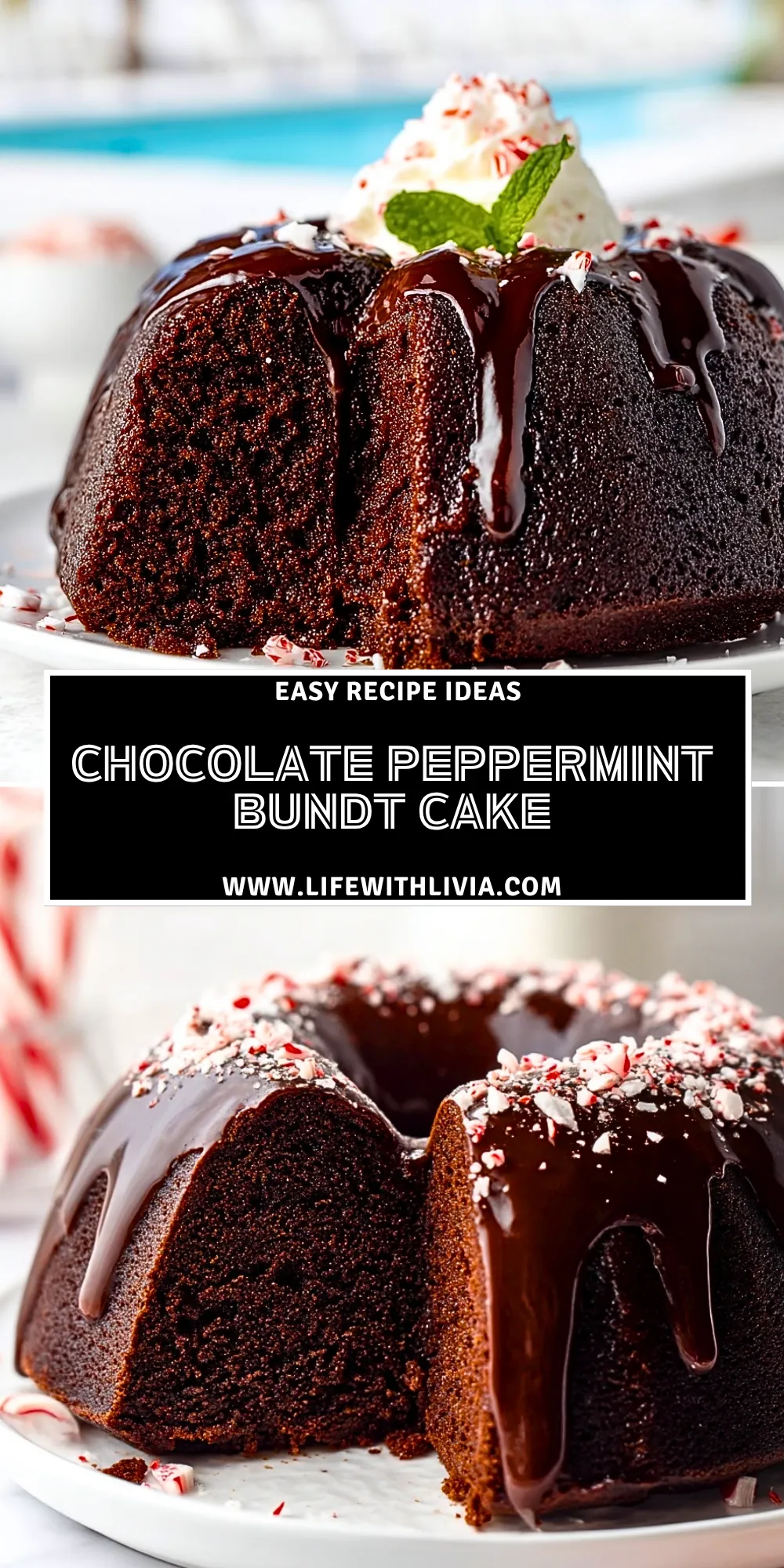 Chocolate Peppermint Bundt Cake - Pin 1