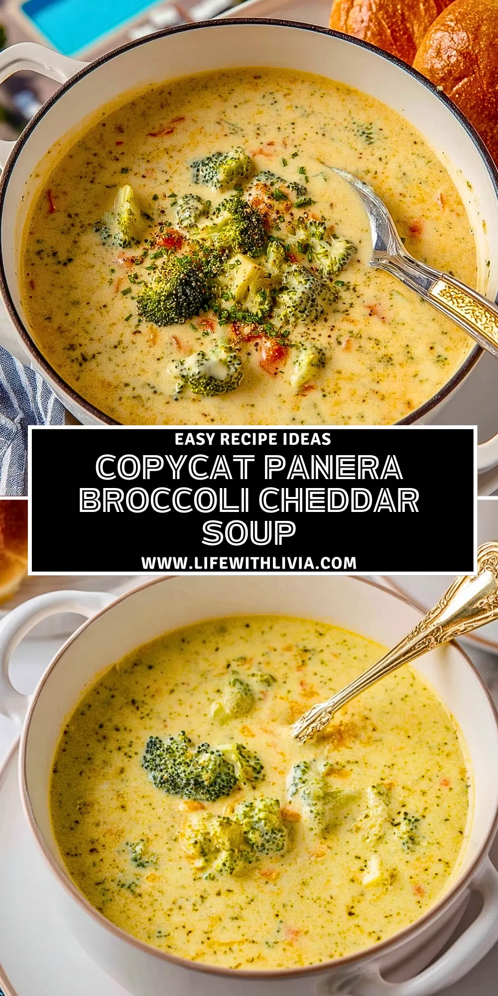 Copycat Panera Broccoli Cheddar Soup- Pin 1