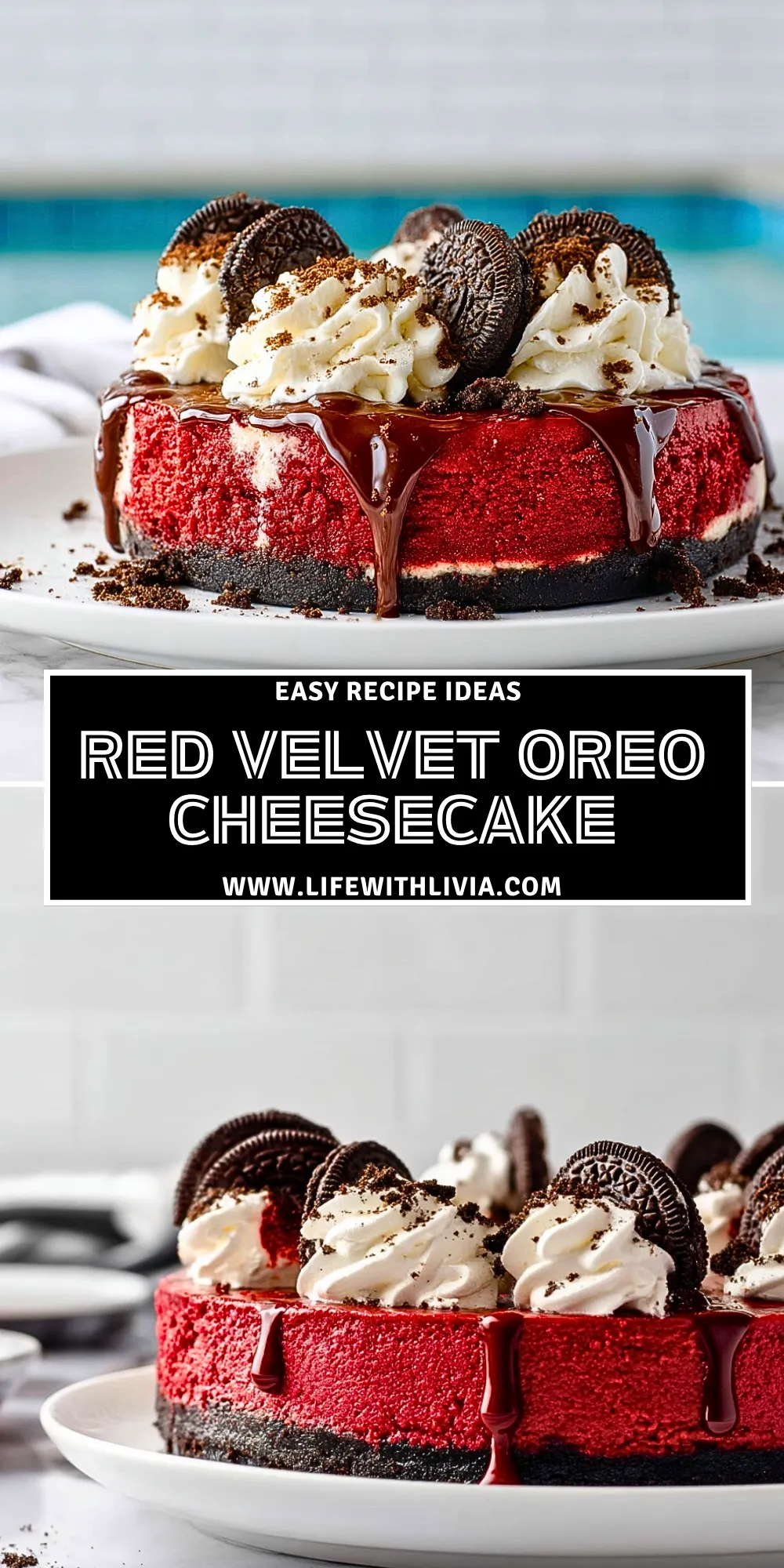 Red Velvet Oreo Cheesecake - Pin 1