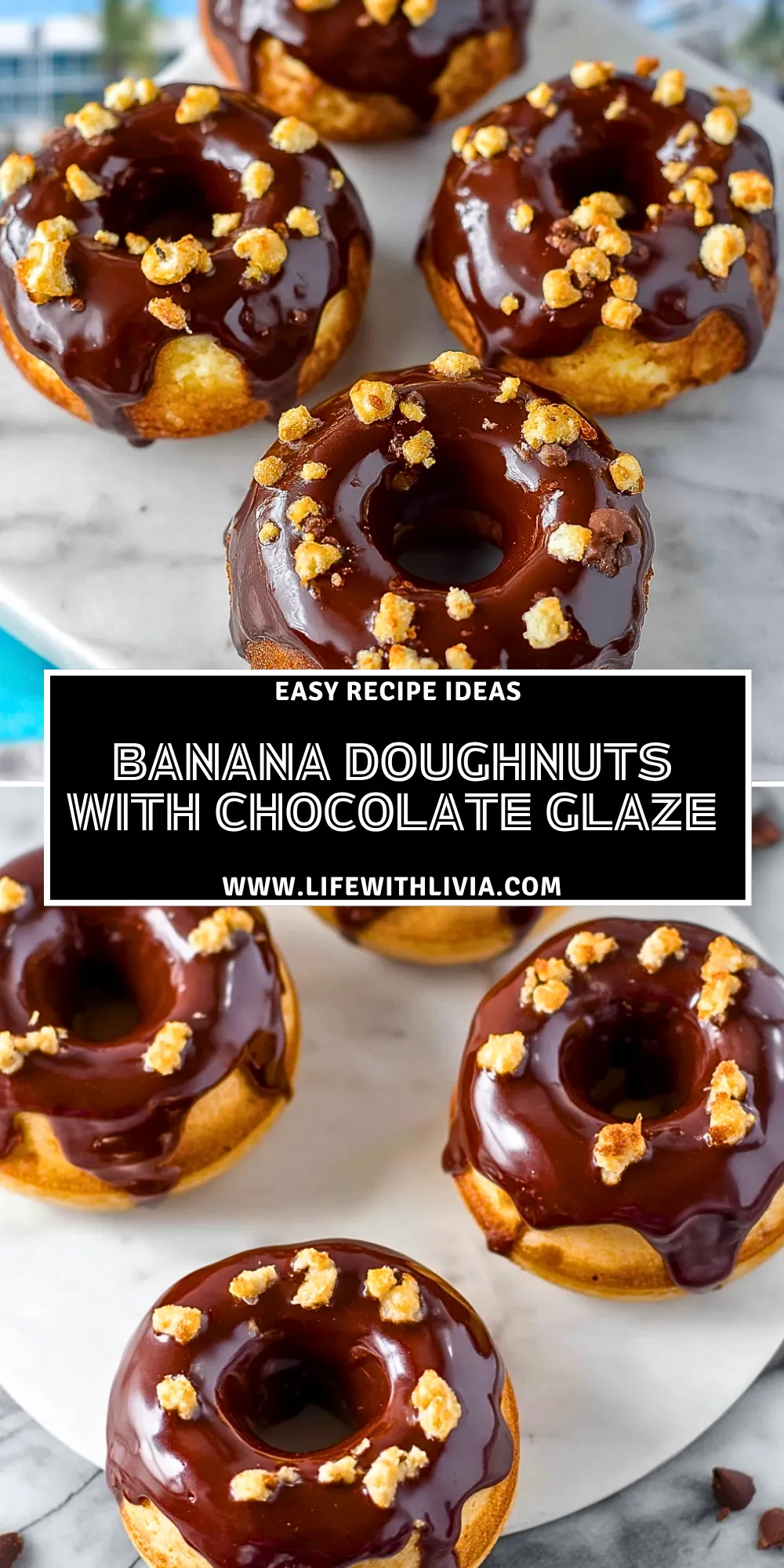 Banana Doughnuts with Chocolate Glaze- Pin 1