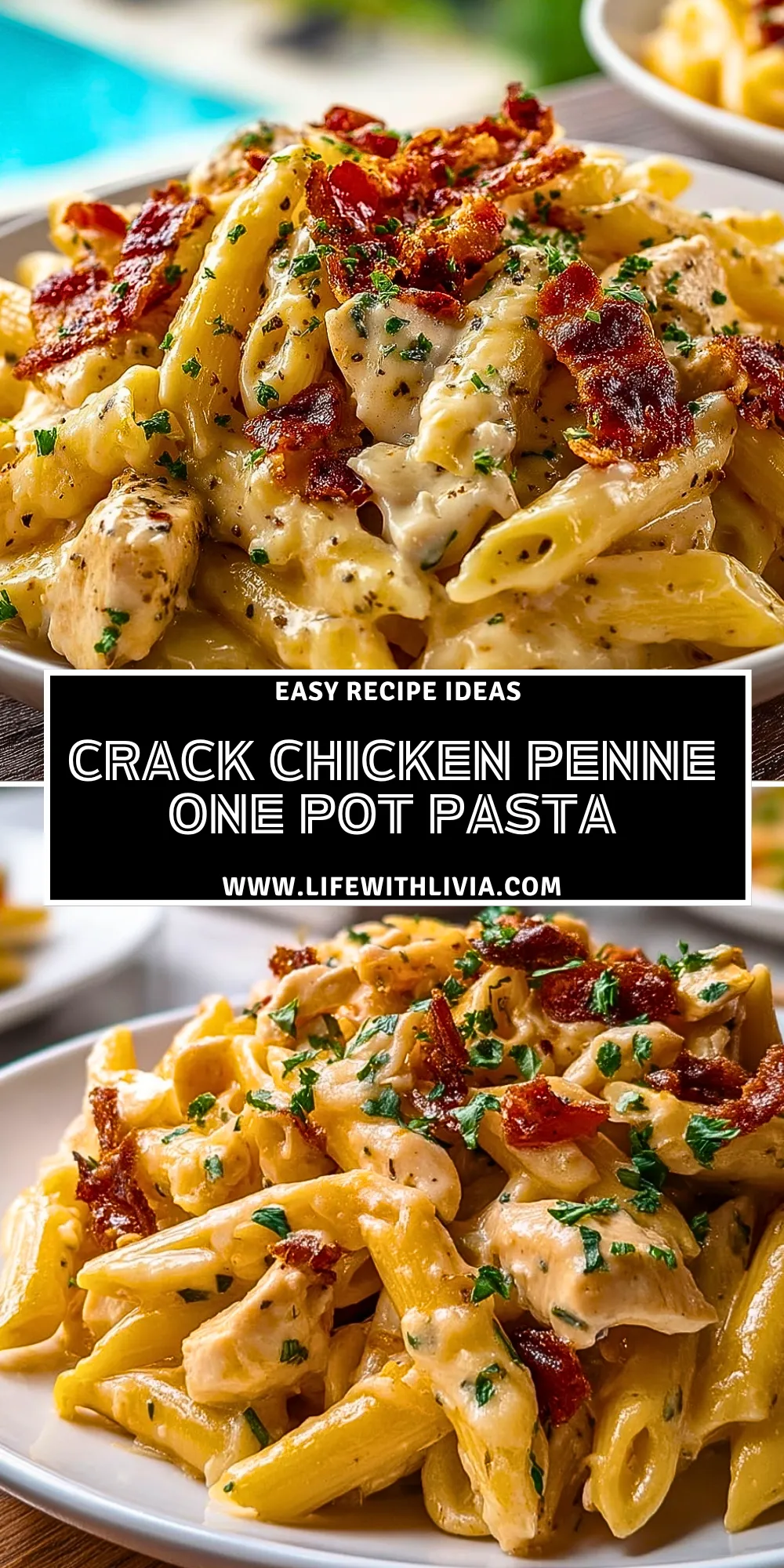 Crack Chicken Penne One Pot Pasta - Pin 1