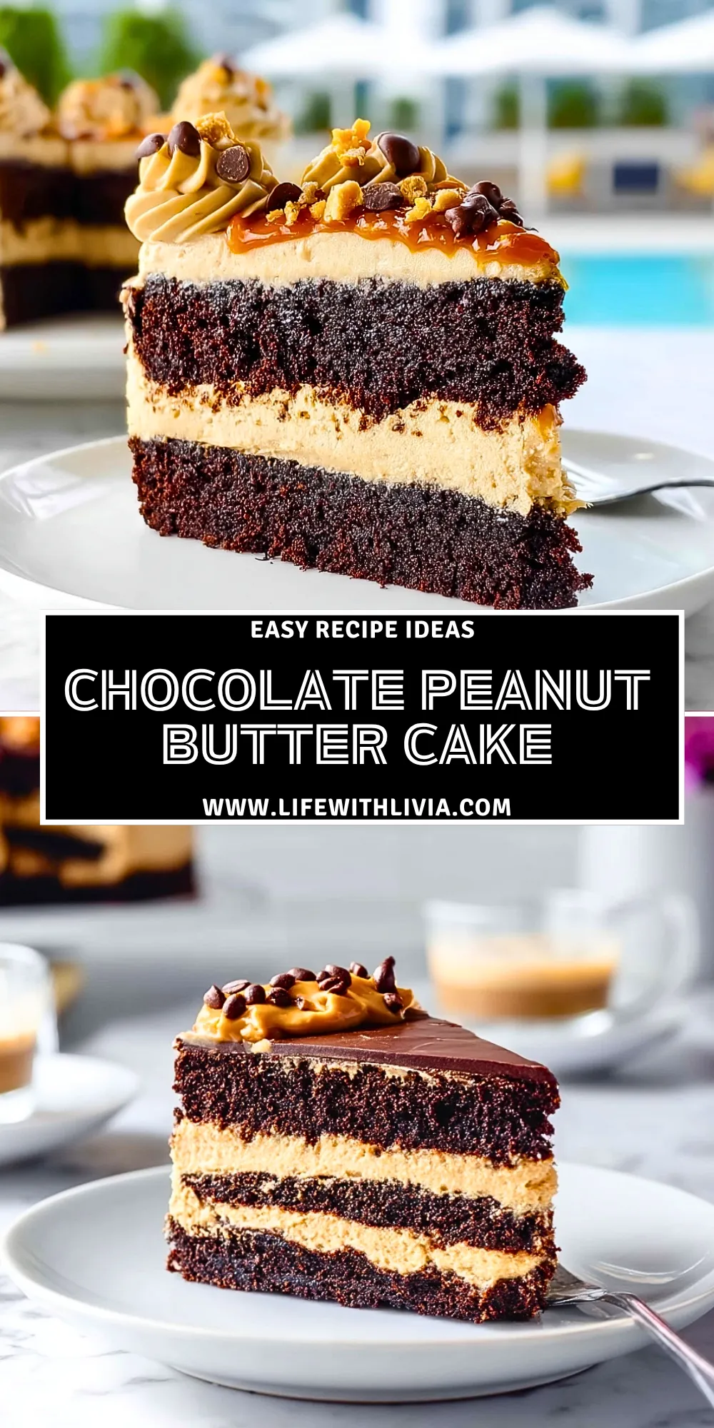 Chocolate Peanut Butter Cake - Pin 1
