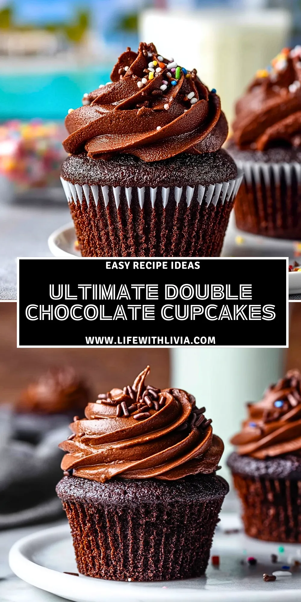 Ultimate Double Chocolate Cupcakes - Pin 1